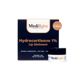 MediBalm 1% hydrocortisone lip balm packaging for travel use.