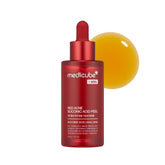 Medicube 21% ácido exfoliante en botella, aplicación suave para piel con imperfecciones.