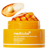 Medicube Capsule Cream bottle pour demonstrates premium texture for even tone.