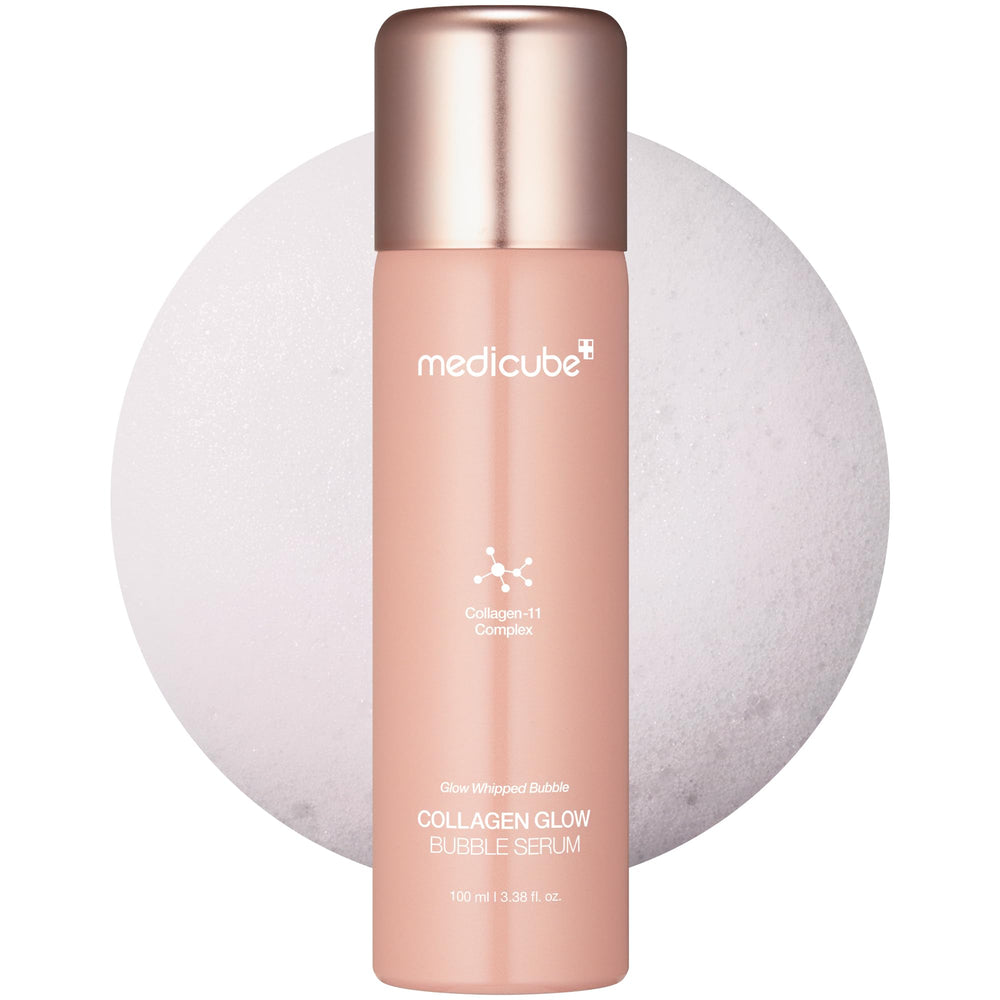 Medicube Collagen Glow Bubble Serum: embalaje elegante para uso diario.