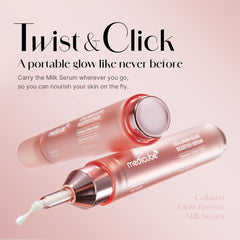 Medicube Collagen Glow Booster Milk Serum twist click packaging demonstrates precise dosing