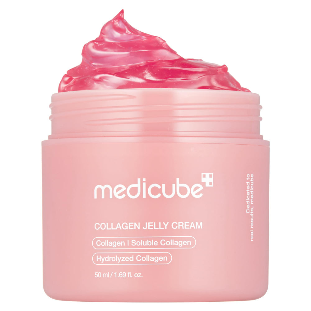 Medicube Collagen Jelly Cream en envase transparente para piel fresca.