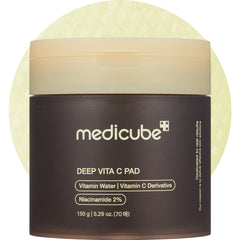 Medicube Deep Vita C Pad, lado relieve, exfoliación suave para poros limpios.