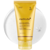 Medicube Kojic Acid Turmeric Overnight Wrapping Mask packaging closeup highlighting glow