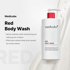 Medicube Red Body Wash: espuma suave al usar, sensación fresca.