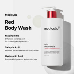 Medicube Red Body Wash: textura hidratante con agua para piel sensible.