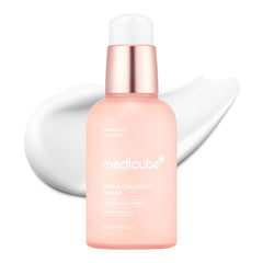 Medicube Triple Collagen Serum, botella, mejora elasticidad y brillo de la piel.