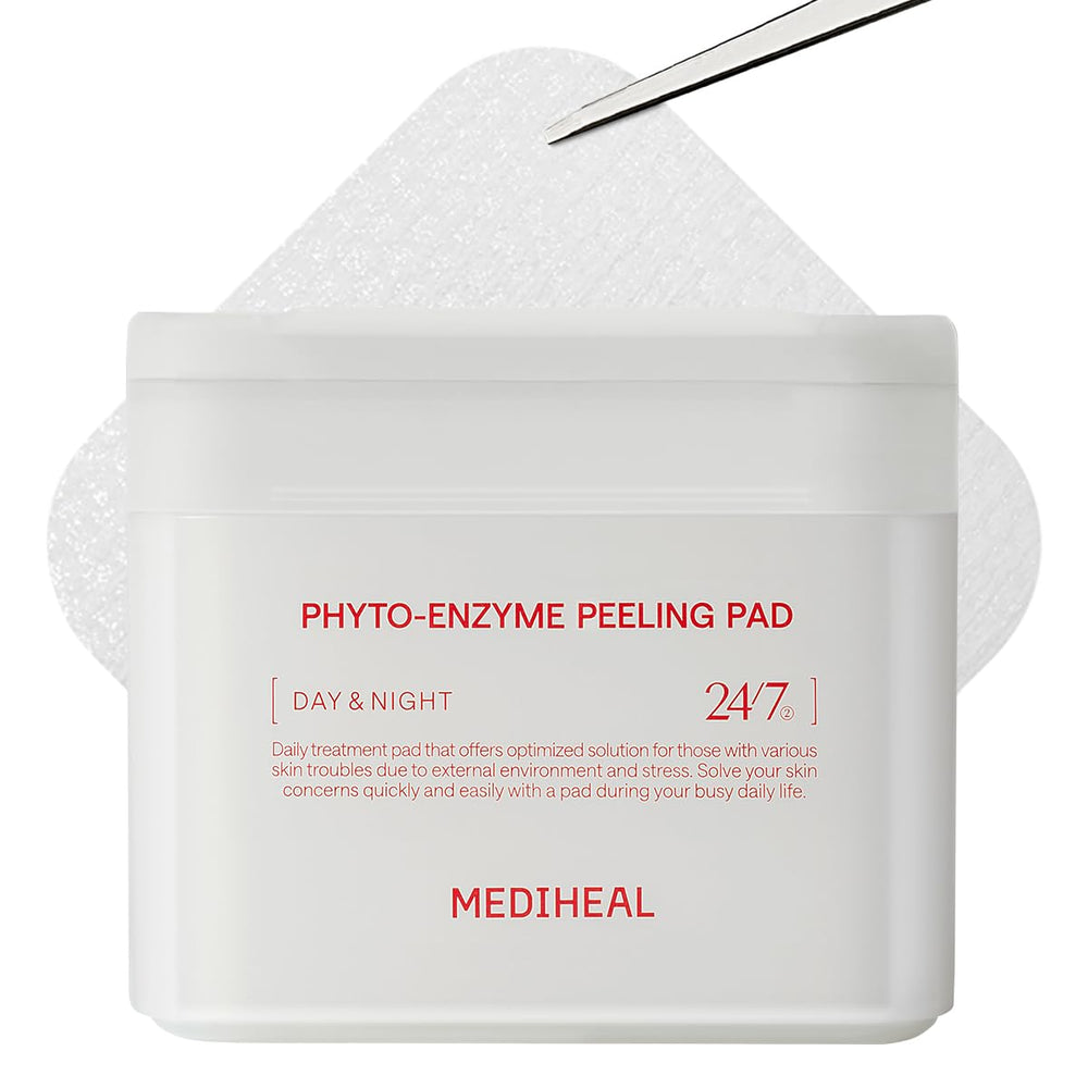 Mediheal Phyto-Enzyme peeling pad texture close-up showing gentle exfoliation.