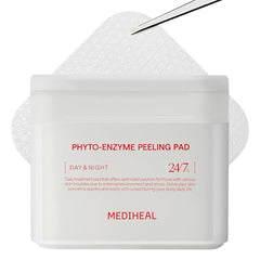 Mediheal Phyto-Enzyme peeling pad texture close-up showing gentle exfoliation.