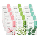Mediheal Tea Tree Essential Mask 12-pack on display, soothing irritated skin and balancing complexion.