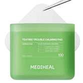 Mediheal Teatree Toner Pads pack shows calming formula for sensitive acne-prone skin.