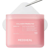 Mediheal Toner Pads Collagen 98% low-molecular close-up showing collagen-rich formulation for firming potential.