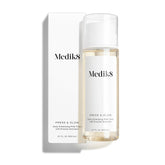 Medik8 Press and Glow toner bottle pouring demonstrates gentle exfoliation and hydration.