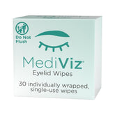 MEDIVIZ Eyelid Cleanser Wipes packaging with single-use sachets for convenient cleansing