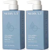 Medix 5.5 Collagen Cream bottle, hydrates dry skin and supports firmness.