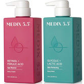 Medix 5.5 exfoliating wash foaming pump bottle with peppermint scent for a refreshing cleanse.