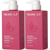 Medix 5.5 Retinol Body Lotion bottle front view highlighting a firming formula.