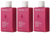 Medix 5.5 Retinol Body Lotion bottle with pump for quick, hydrating application.