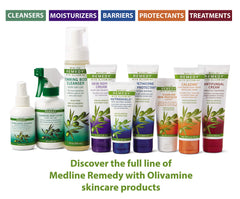 Medline Remedy hand-application image demonstrates easy daily use for dry, irritated hands