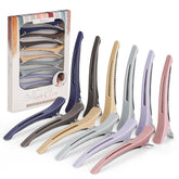 Medoca duck-billed hair clip in ashen color aids secure sectioning during blowouts.