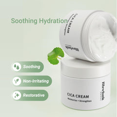 Meebak Cica Cream texture spread shows silky, non-greasy finish.