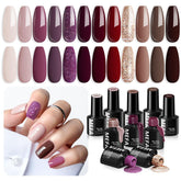 MEFA set-esmalte-gel-otoño, conjunto completo para uñas en casa, fácil aplicación.