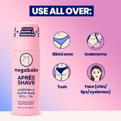 Megababe Après Shave uses apple extract to promote smoother skin.