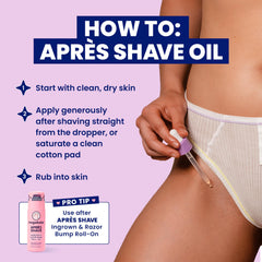 Megababe Après Shave Oil: aplicación directa en piernas y axilas para mayor comodidad.