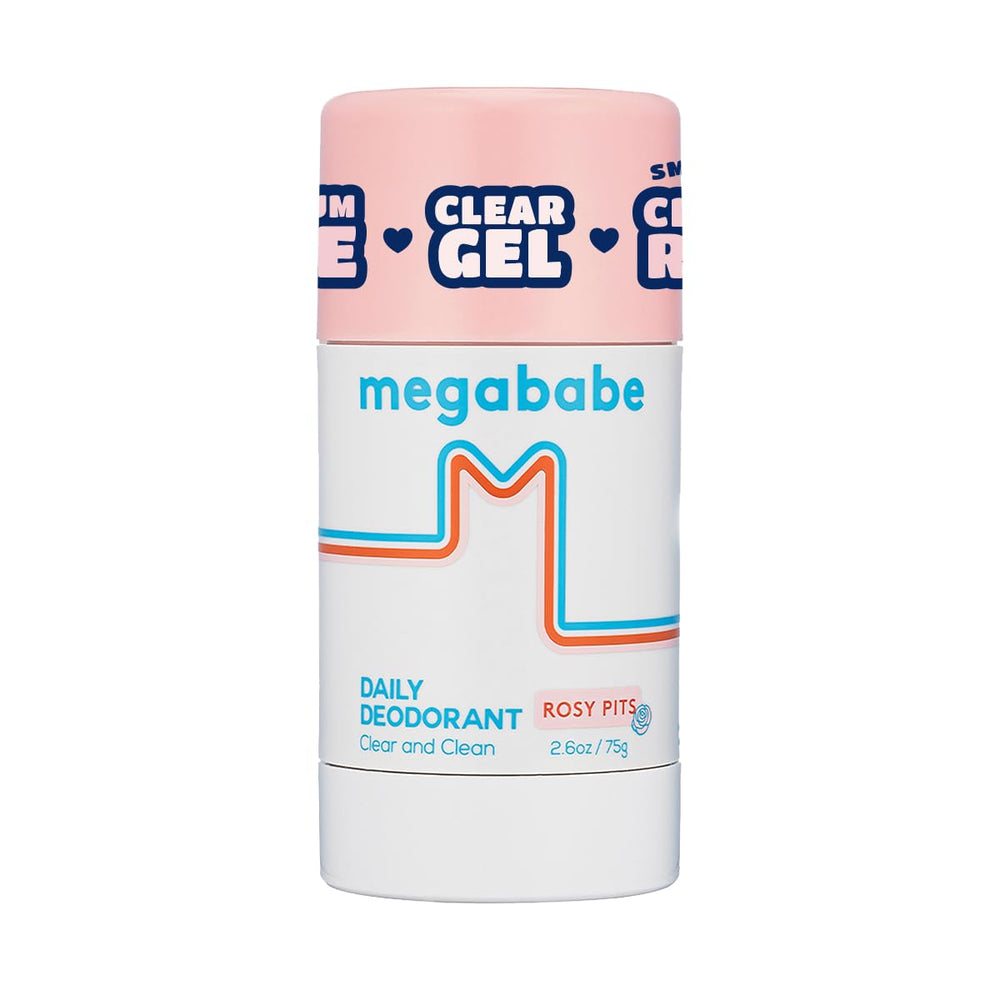 Megababe Daily Deodorant Rosy Pits: botella visible, protección sin aluminio.