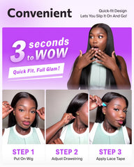 Megalook ear-to-ear lace frontal showing ear visibility and accessories.