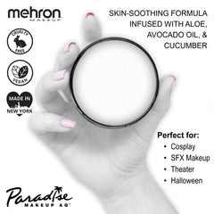 Mehron Paradise Makeup AQ Blanco: pintura para cuerpo, ideal para disfraz y estilos duraderos.