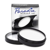 Mehron Paradise Makeup AQ Blanco: rostro con aplicación suave para acabado profesional.