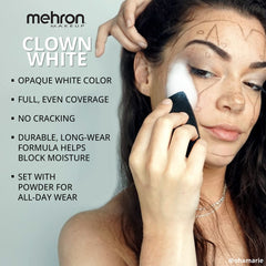 Mehron blanco payaso, textura cremosa ultra suave para difuminar trazos limpios
