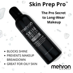 Etiqueta clara de Mehron Skin Prep Pro, apta para piel sensible
