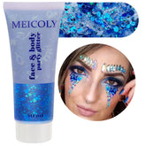 MEICOLY blue face glitter bottle pour enhances patriotic looks for events