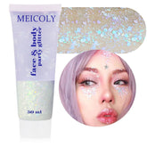 MEICOLY Camaleón glitter para cuerpo, envase cómodo para aplicación precisa.