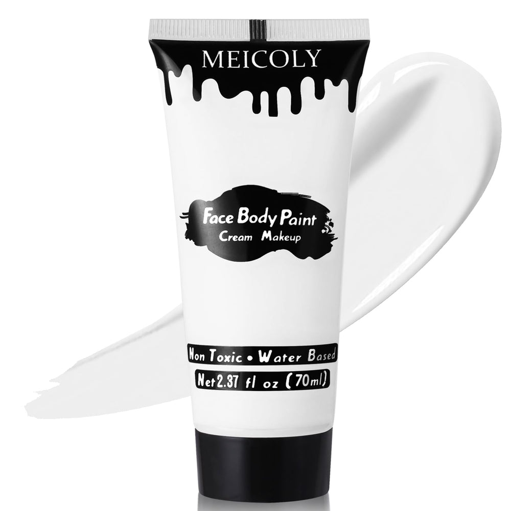 Meicoly crema blanca: pintura facial y corporal de 70 g para cubrir con facilidad.