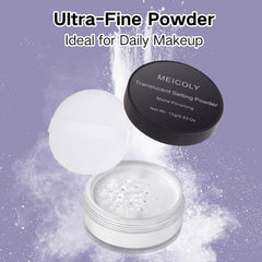 MEICOLY matte finish loose powder delivers shine-free skin all day.
