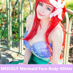 MEICOLY Mermaid Face Glitter Gel adds shimmering color to face and lips.