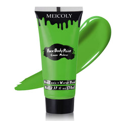 Meicoly pintura verde claro para rostro y cuerpo con alta pigmentación.
