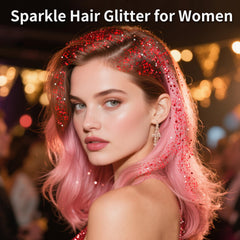 MEICOLY red hair glitter stick glow creates festival-ready shine.