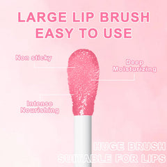 Meilury lip oil brush gliding over lips for even gloss.