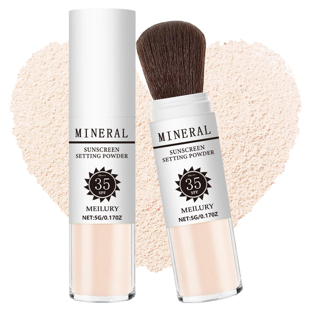 Meilury sunscreen setting powder compact with SPF 35 for sheer skin protection and oil control