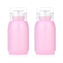 MEKK acetone pump dispenser bottle with pink translucent finish for easy refilling.