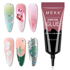MEKK pegamento para pedrería en uñas, sujeción duradera para cristales en uñas.