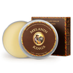 Melanin Kings beard balm jar showing rich formula for easy detangling