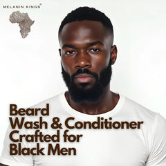 Close-up of Melanin Kings wash label highlighting natural oil blend
