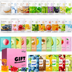 Meleell 40 mascarillas faciales, set hidratante para piel sensible.
