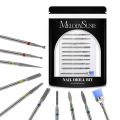 MelodySusie 10-piece nail drill bits set for versatile manicure and removal tasks.