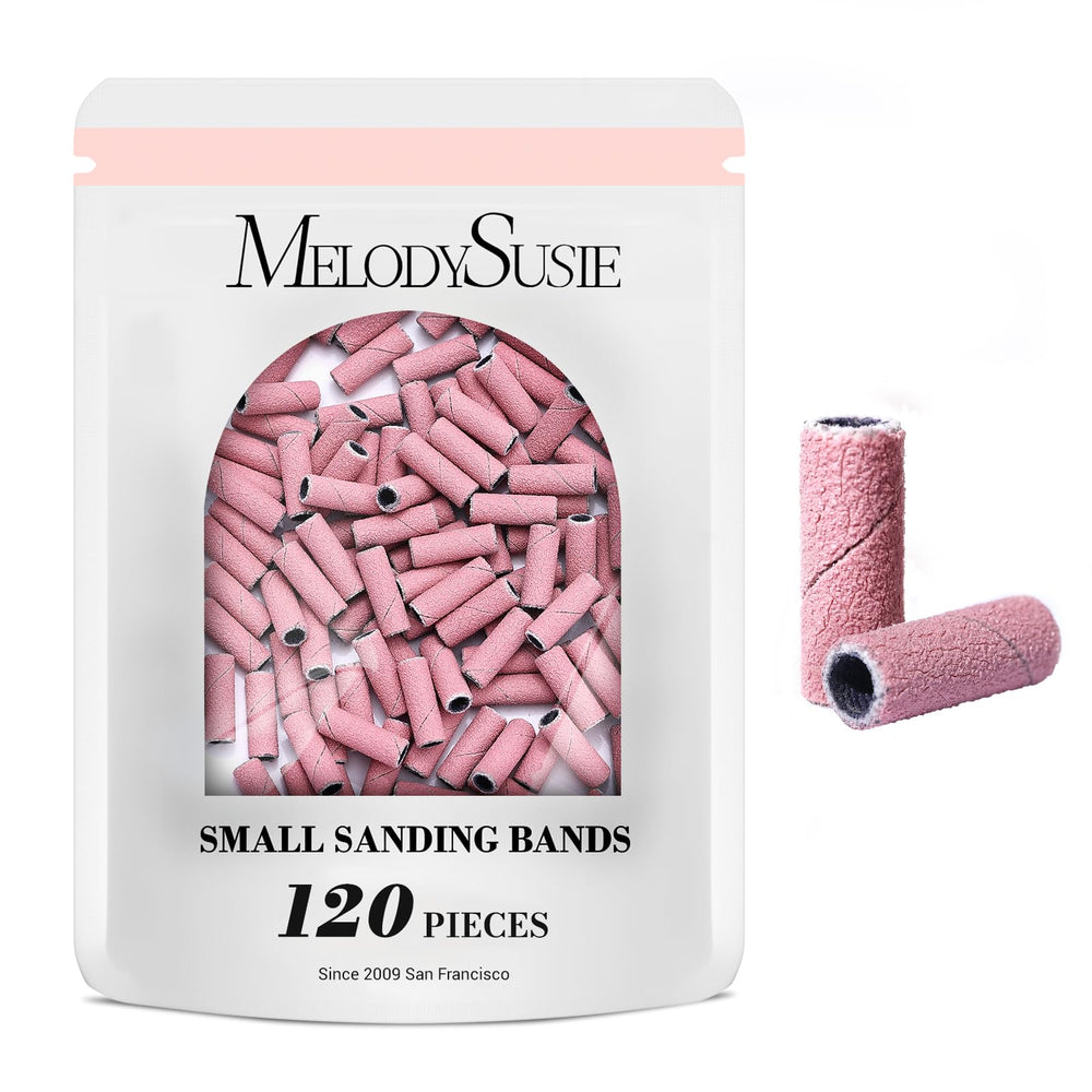 MelodySusie 3.1mm mandrel pink sanding bands for precise nail shaping.